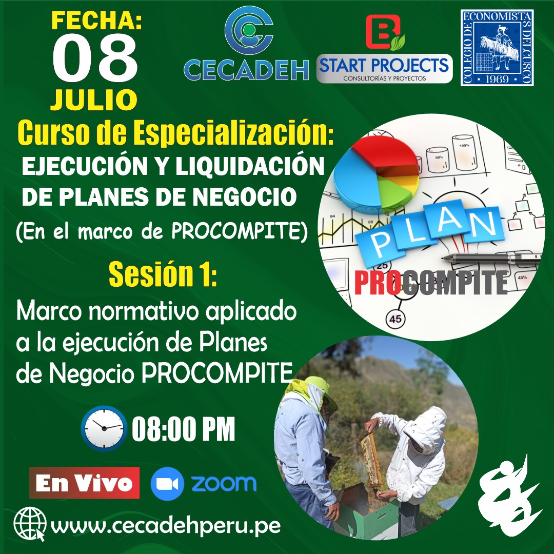 1GRUPO-2025- CURSO DE ESPECIALIZACION: EJECUCION Y LIQUIDACION DE PLANES DE NEGOCIO EN EL MARCO DEL PROCOMPITE